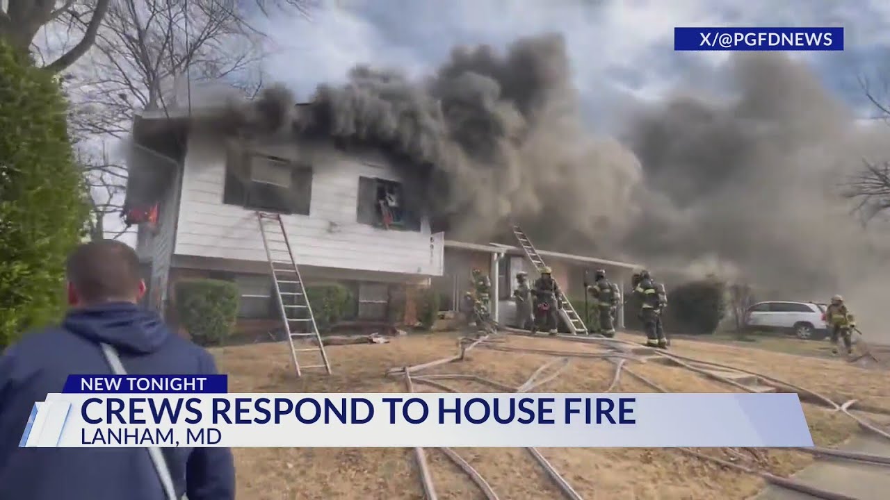 Crews battle house fire in Prince George's County - YouTube