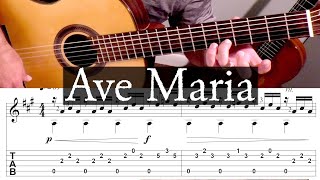 Video thumbnail of "AVE MARIA - Franz Schubert - Full Tutorial with TAB - Fingerstyle Guitar"