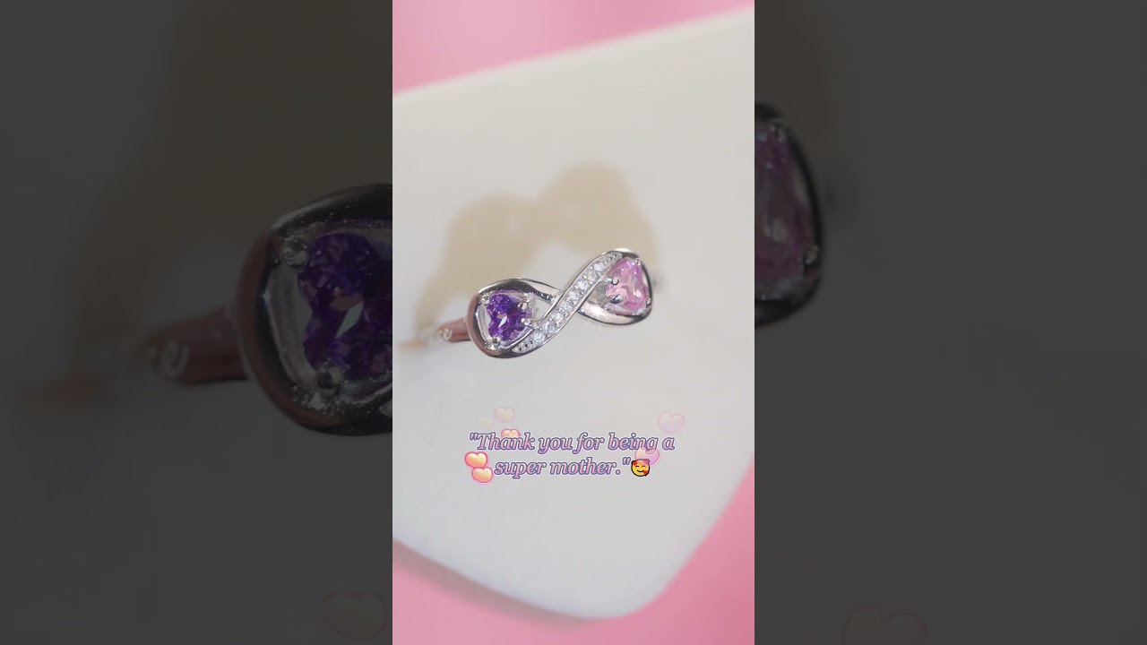 2 Birthstone Mother's Day Ring Mother & Daughter 