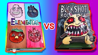 Elemental Game Book💧🔥 vs Buckshot Rouelette Game Book🔪 (Horror Game, Paper Play)