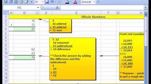 Excel Busn Math 10: Adding and Subtracting