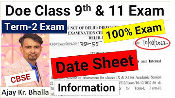 urgent notice doe date sheet class 9 &11 info ll class 9 date sheet 2022 term 2/update ll cbse/doe