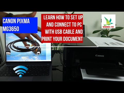 CANON PIXMA MG3650 LEARN HOW TO SET UP AND CONNECT TO PC  WITH USB CABLE AND PRINT YOUR DOCUMENT