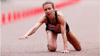 OMG!! Marathon runner crawls to finishing line
