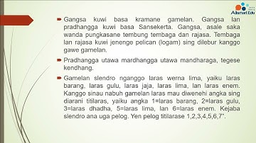 PEMBELAJARAN BAHASA JAWA KELAS 5 : PEMBELAJARAN GAMELAN
