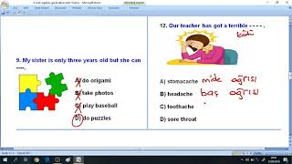 6 Sınıf Ingilizce Genel Tekrar Sınavı