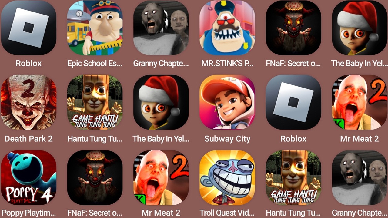 Roblox,Epic School Escape,Mr.Stink's Prison Escape,Death Park 2,Mr Meat 2,Subway City...