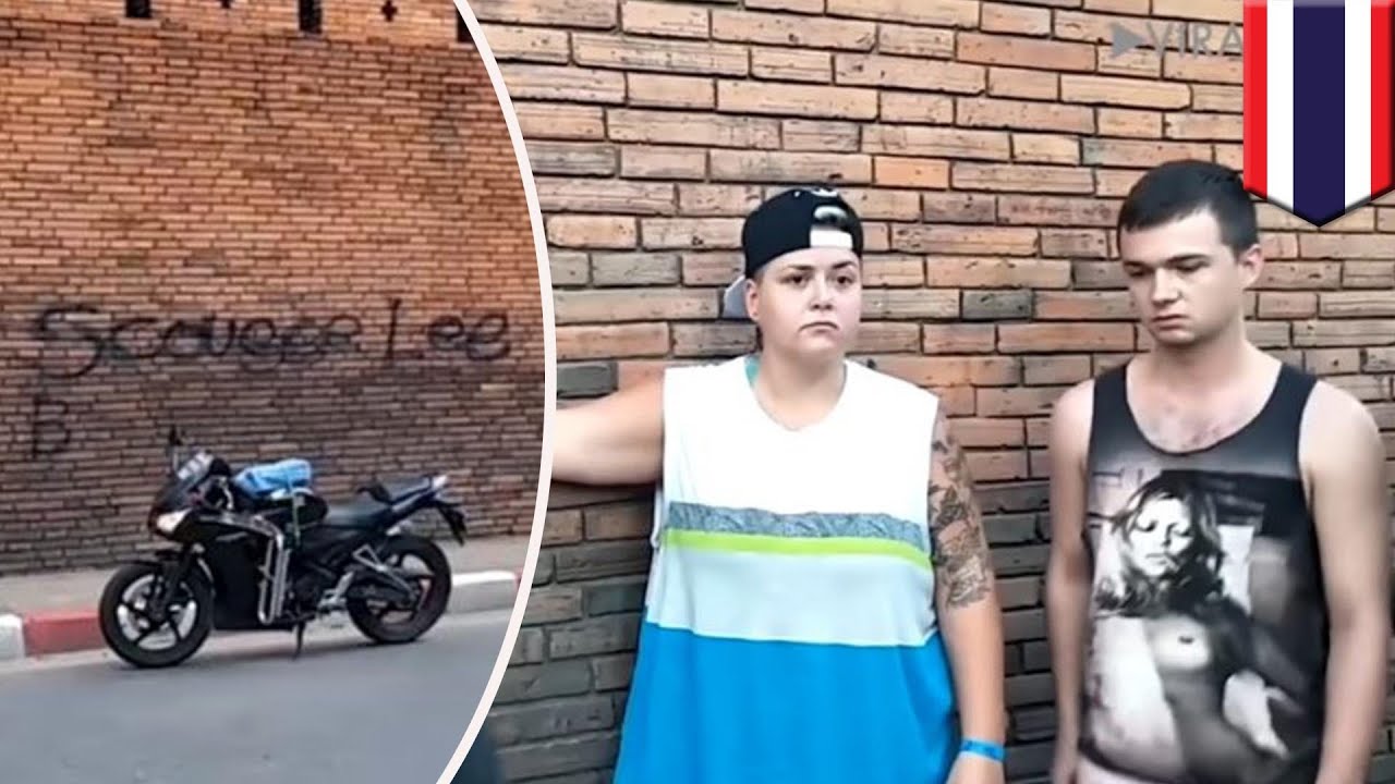 tourists graffiti old wall in thailand face prison time tomonews