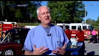 Med students practice for a crisis in an emergency drill