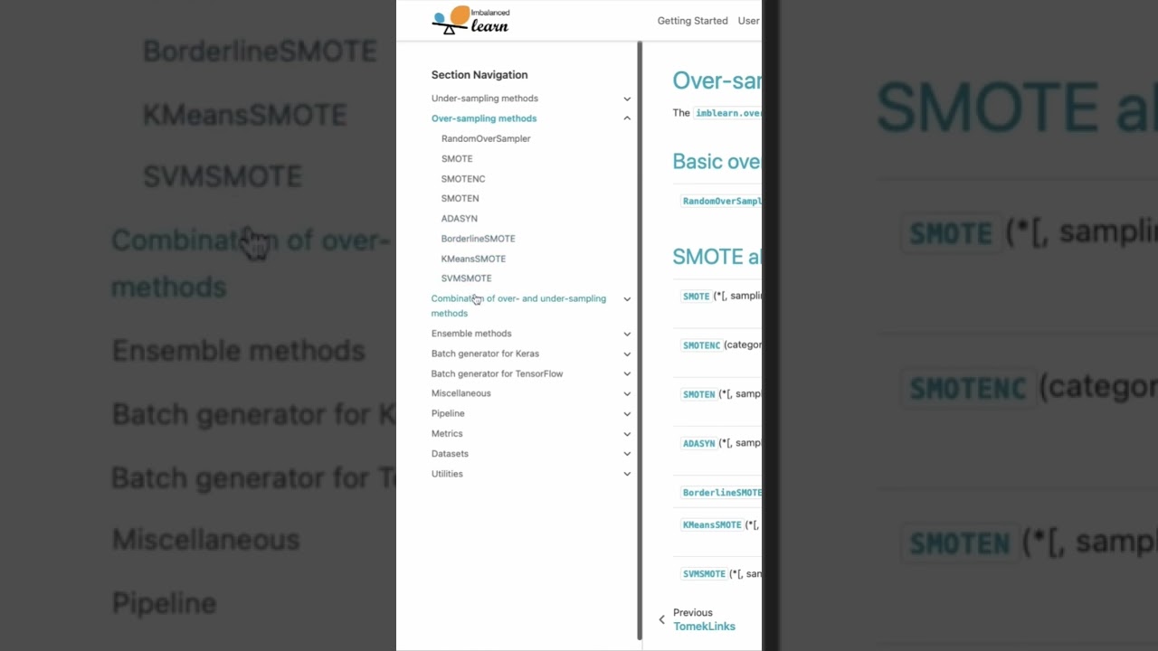 imblearn-the Python Package for imbalanced classification problems #python #machinelearning #shorts