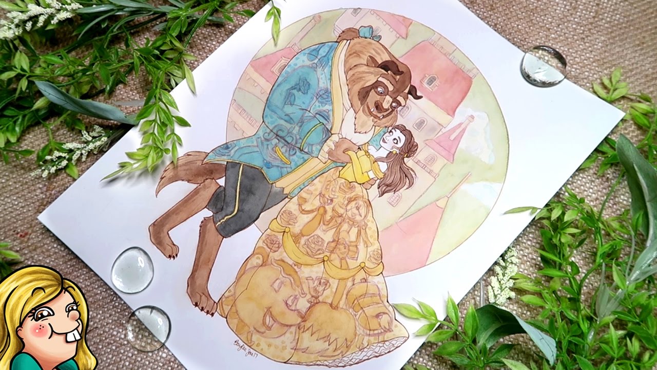BEAUTY AND THE BEAST Watercolour Painting - YouTube.