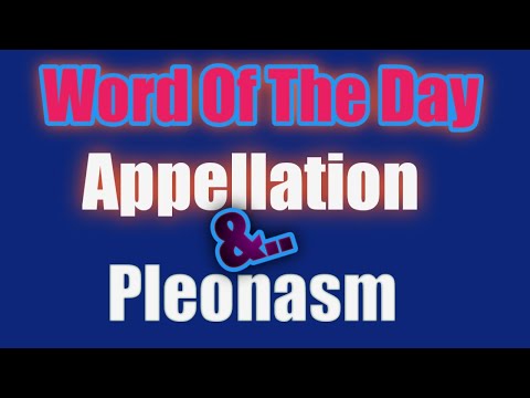 Words Of The Day Appellation, Pleonasm