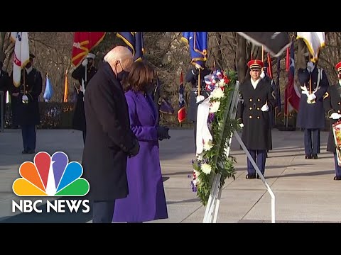 President Biden & VP Harris Lay Wreath At Tomb Of The Unknown Soldier In Arlington National Cemetery