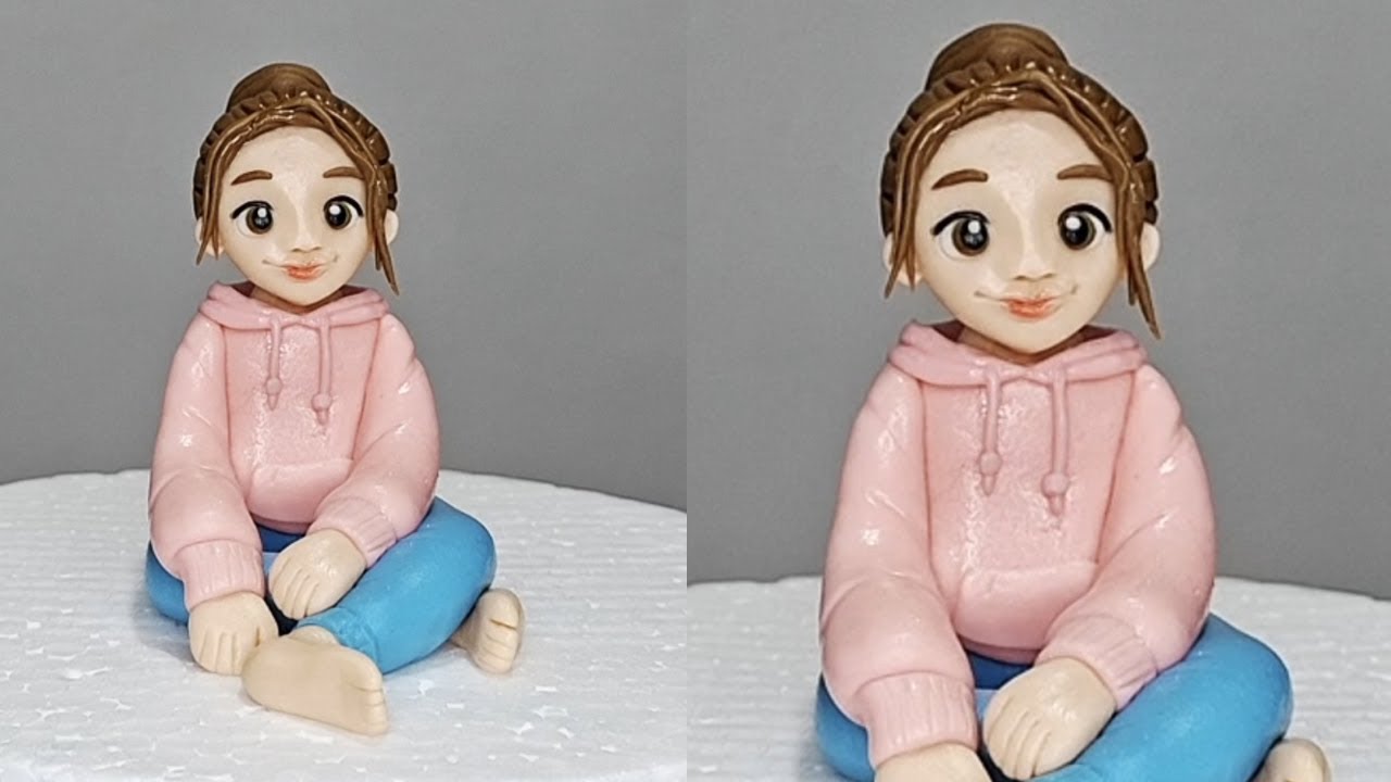 Изготовление фигурки сидящей женщины для украшения торта без проволоки.