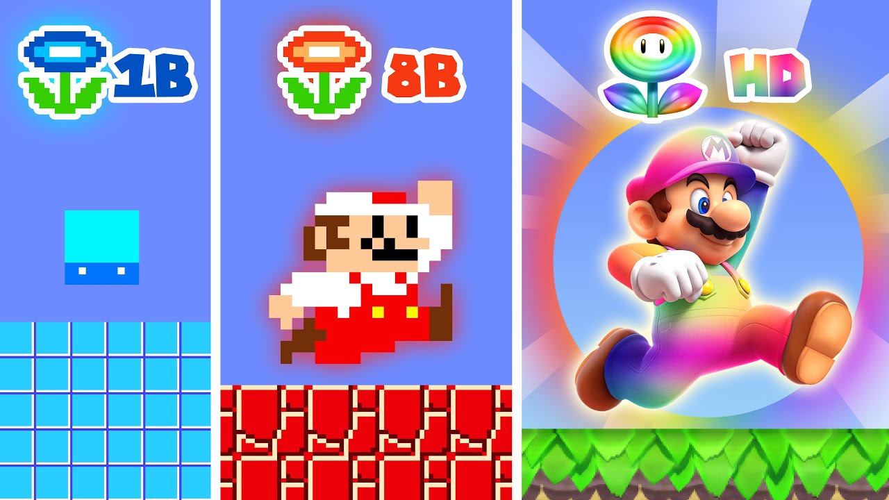 8BIT CHALLENGE What If Super Mario Bros 1 BIT Vs 8 BIT Vs 32 BIT Vs 8bit-challenge-what-if-super-mario-bros-1-bit-vs-8-bit-vs-32-bit-vs