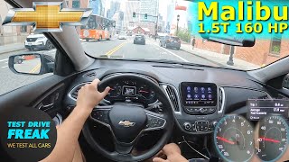 2023 Chevrolet Malibu LT 1.5T 160 HP CITY POV DRIVE HEAVY TRAFFIC IN BOSTON with Fuel Consumption