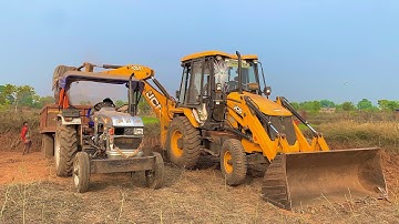 New JCB 3dx Machine Loading Mud in Eicher 333 Tractor and Mahindra Tractor | gadi wala video 2024