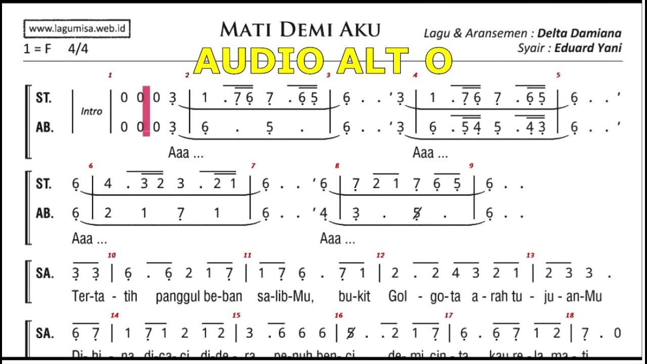 Paduan Suara Paskah || Audio Alto || Mati Demi Aku || Cipt. Arn. Delta Damiana Syair : Eduard Yani