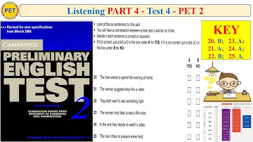 PET 2 Listening Part 4 Test 4 (Transcript + Key)