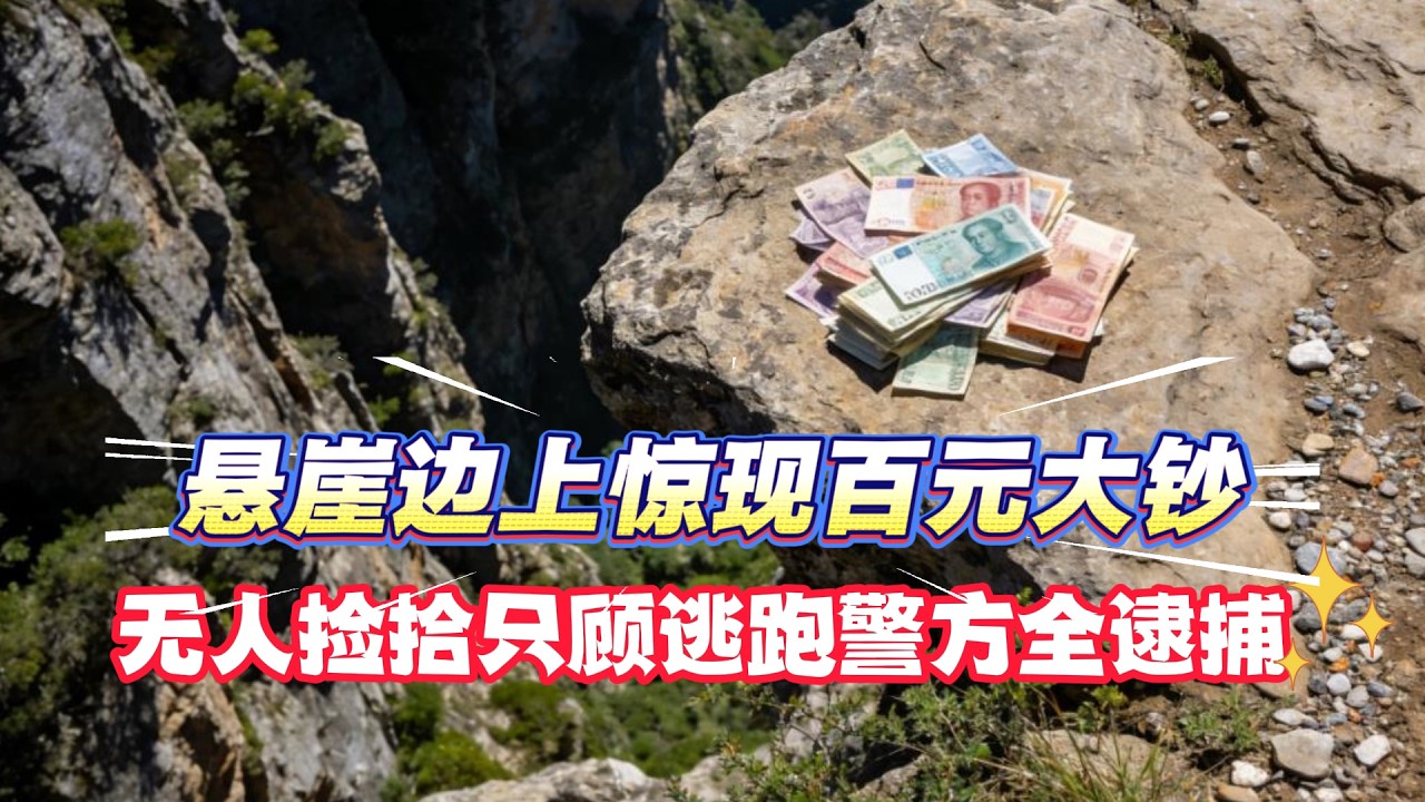 悬崖边上惊现成堆百元大钞，无人捡拾大家只顾逃跑，警方一清点22多万人民币，直言太会玩了