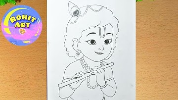 Krishna Ji Flute Drawing Step By Step | Krishna Ji Drawing Easy | Lord Krishna Pencil Drawing