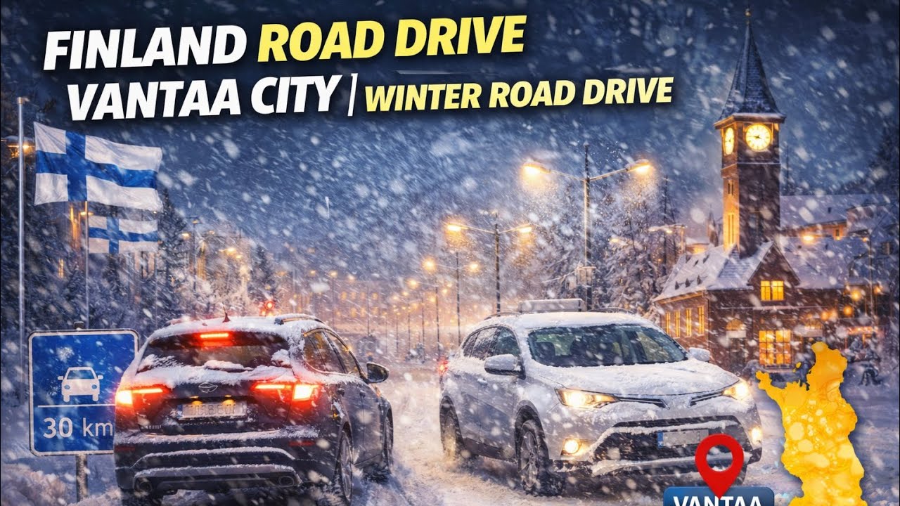 Finland Road Drive Vantaa City | Winter Road Drive 