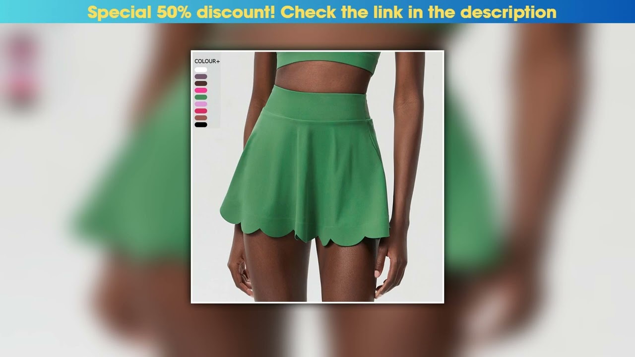 Exclusive Women Summer Tennis Skirt Solid Color 2 In 1 Pocket Running Skirt Breathable Quick Dry Gy