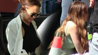 Lindsay Lohan In Mintgreen Dress While Filming the Canyons 2012