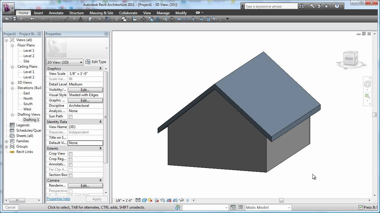 REVIT 2011 Roof Basics 01 Gable - CADclip - YouTube