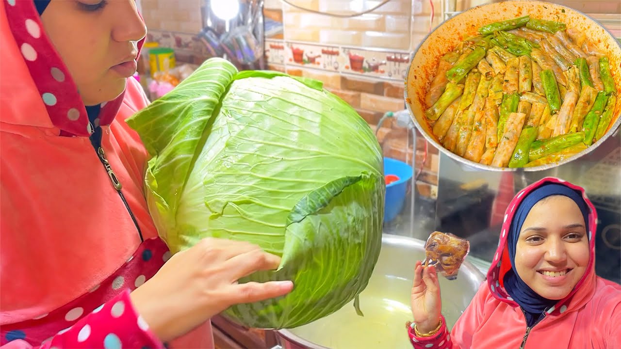 فطار اول يوم رمضان عند المصريين⁉️ محشى كرنب وبط بالتتبيله لذيذ👍 قولولى هتعملوا فطار  اول يوم رمضان؟