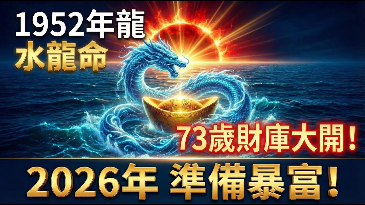 1952年屬龍人，水龍之命！為什麼73歲前總是不順？原來是「財庫」未開，明年2026年準備接財！