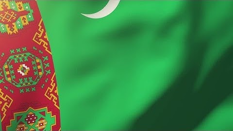 4K Turkmenistan flag waving in the wind. Looping sun rises style. Animation loop Stock video