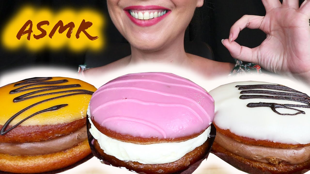 FLUFFY COLORFUL CAKE SANDWICHES - Creamy & Syrupy 🍩 | ASMR Mukbang | No Talking | Real Eating Sounds