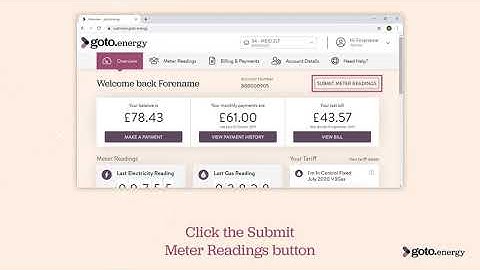 How to submit meter readings on the goto.energy web portal