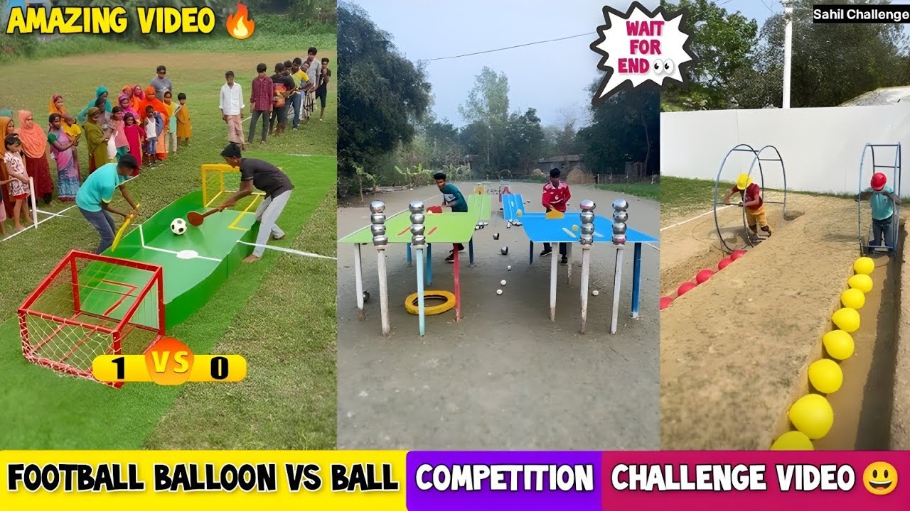Football Balloon vs Ball Competition Challenge Video 😃 | AMAZING 🔥 | Wait For End 👀/ Sahil Challenge