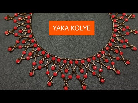 ÇOK İZLENEN ABİYE YAKA KOLYE YAPIMI ( AÇIKLAMALI ) || #DIY  || CRYSTAL BEAD NECKLACE