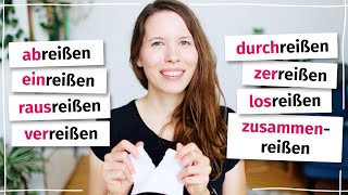 8 Verben mit "reißen": abreißen, einreißen, rausreißen, verreißen, zerreißen ... (Deutsch B2, C1)