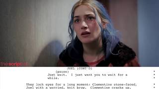 The tagging interface that shows a parsed script for Eternal Sunshine