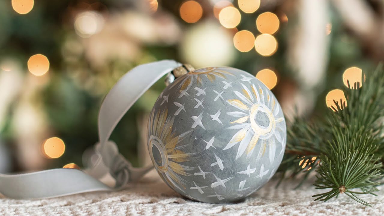Wheel thrown Christmas tree ornament with purple crackle glaze
