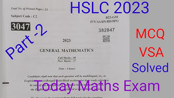 SEBA HSLC 2023 Maths Question Paper|Solution|Maths Question Paper HSLC Exam 2023|MCQ|VSA#solved#seba
