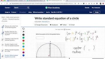 Write Standard Equation of a Circle