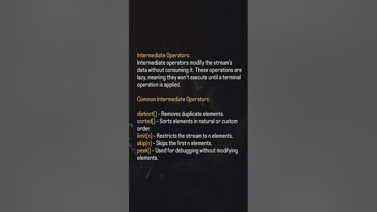 Operators in Java streams: Subscribe for more videos. #coding #java # ...