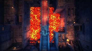 D&D Animated Encounter Battle Map - Fire Dungeon Causeway