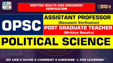 OPSC Asst. Professor Document Verification and PGT  Written Results: Political Science II Subscribe