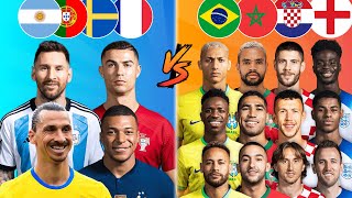Ronaldo Messi Ibrahimovic Mbappe 🆚 Brazil Morocco England Croatia 🔥 Ultimate Comparison 💪