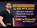 English | SSC MTS EXAM 2026 | | Most Expected Questions I | 29Th Jan  /  | VD Sir