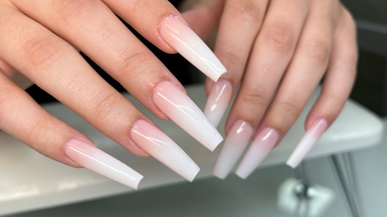 Nude & White Ombré | Gel-X Nails - YouTube
