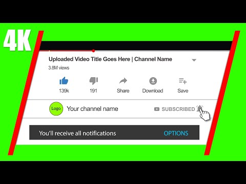 Youtube Subscribe Button And Bell Icon Green Screen Pop Up On Screen 4k Video