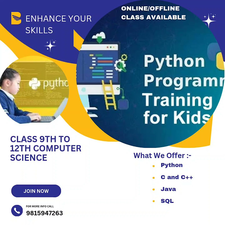 computer classes for class 9th to 12 class. python , Java , C and C++ ...