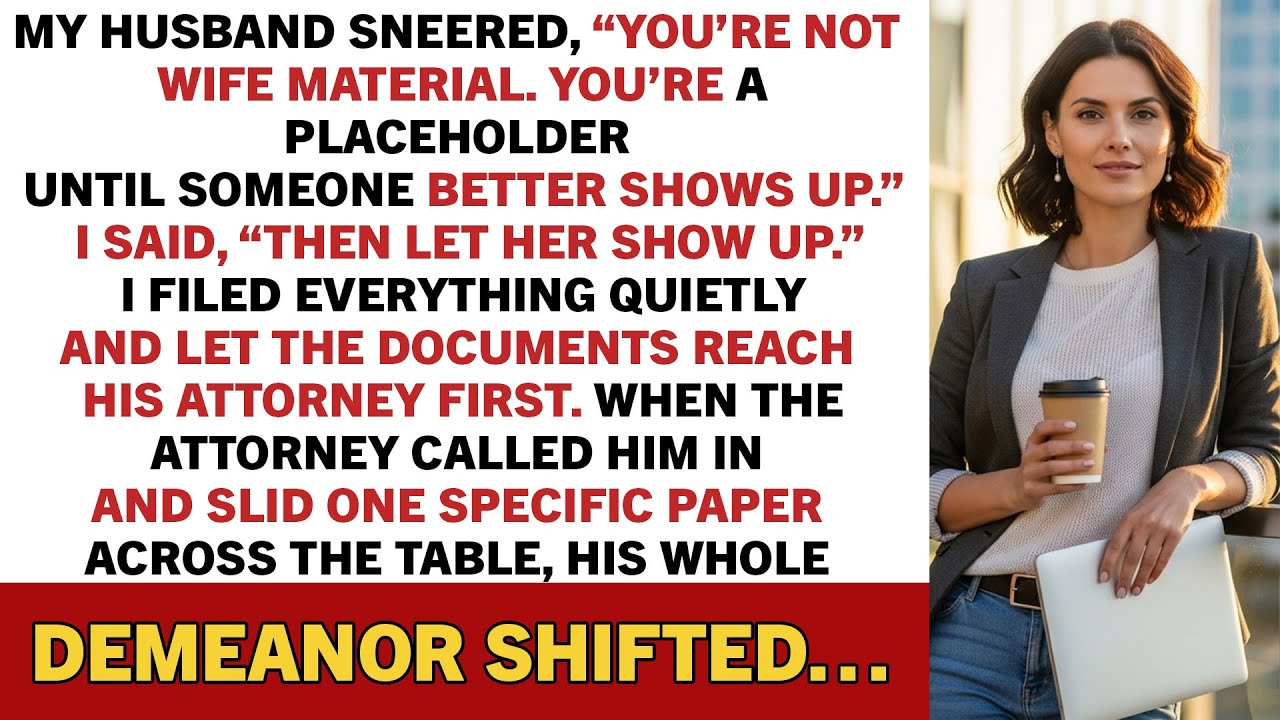 My husband sneered, “You’re not wife material. You’re a placeholder until someone…